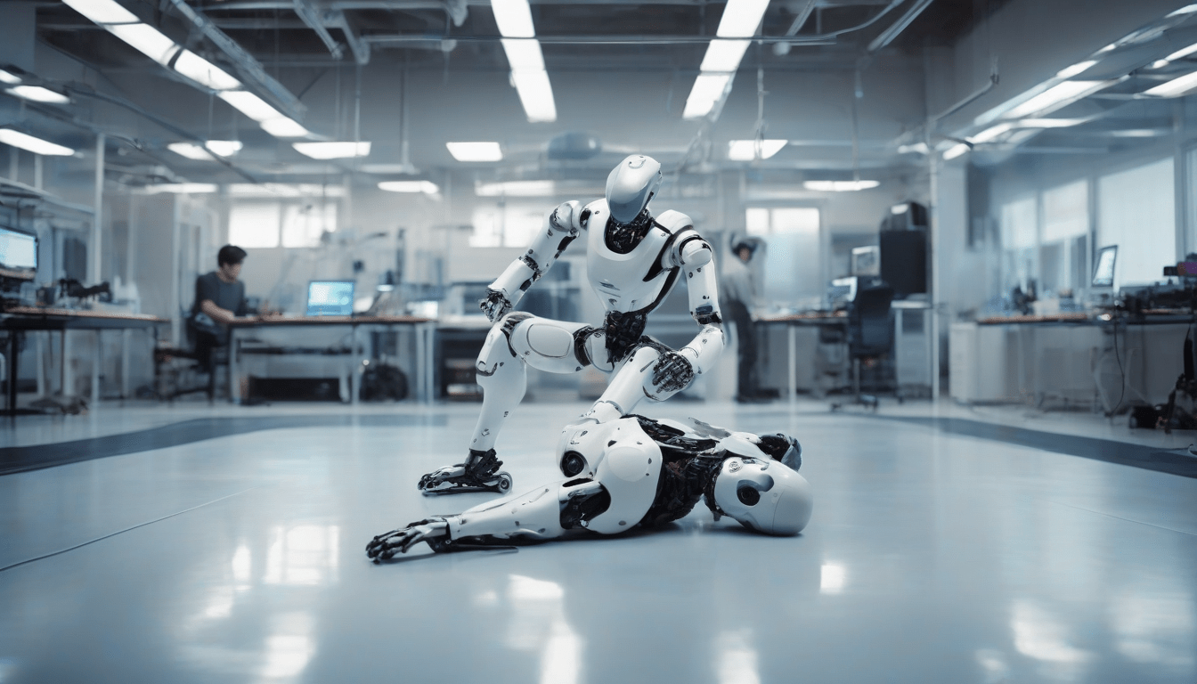 Humanoid Robot Accidentally Kicks Operator During Training